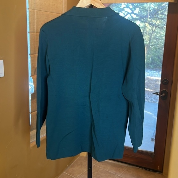 Vintage St. Croix La Femme Peacock Teal Blue Cardigan Blazer 100% Wool Sz Medium - Picture 9 of 10